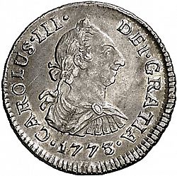 Large Obverse for 1/2 Real 1773 coin