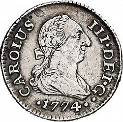 Large Obverse for 1/2 Real 1774 coin