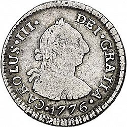 Large Obverse for 1/2 Real 1776 coin