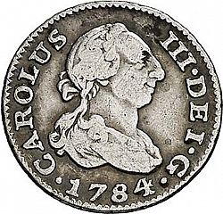 Large Obverse for 1/2 Real 1784 coin