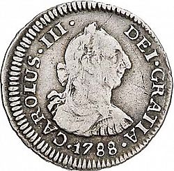 Large Obverse for 1/2 Real 1788 coin
