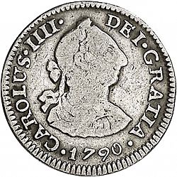 Large Obverse for 1/2 Real 1790 coin