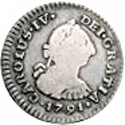Large Obverse for 1/2 Real 1791 coin