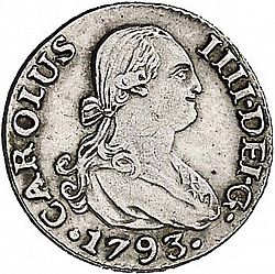 Large Obverse for 1/2 Real 1793 coin