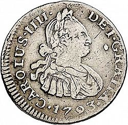 Large Obverse for 1/2 Real 1793 coin