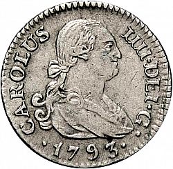 Large Obverse for 1/2 Real 1793 coin