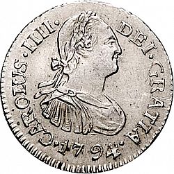 Large Obverse for 1/2 Real 1794 coin