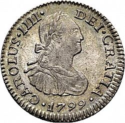 Large Obverse for 1/2 Real 1799 coin