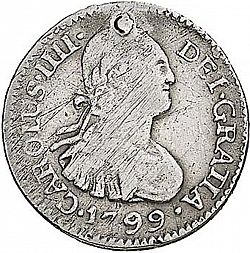 Large Obverse for 1/2 Real 1799 coin