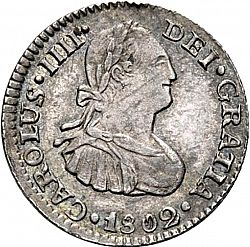 Large Obverse for 1/2 Real 1802 coin