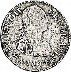 Large Obverse for 1/2 Real 1804 coin