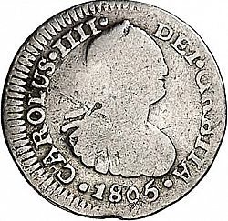 Large Obverse for 1/2 Real 1805 coin