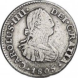 Large Obverse for 1/2 Real 1805 coin