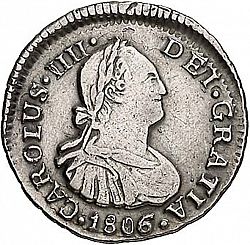 Large Obverse for 1/2 Real 1806 coin