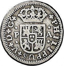 Large Obverse for 1/2 Real 1735 coin