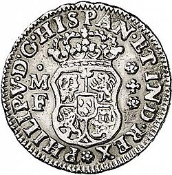 Large Obverse for 1/2 Real 1736 coin