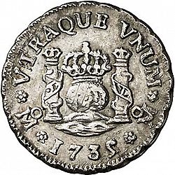 Large Reverse for 1/2 Real 1735 coin