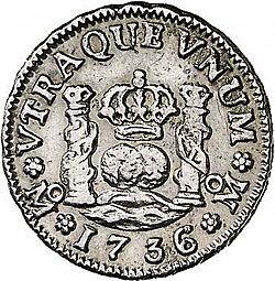 Large Reverse for 1/2 Real 1736 coin