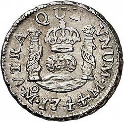 Large Reverse for 1/2 Real 1744 coin