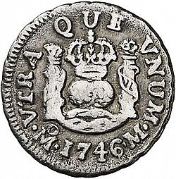 Large Reverse for 1/2 Real 1746 coin