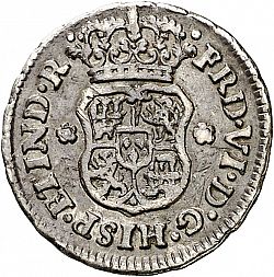 Large Obverse for 1/2 Real 1749 coin