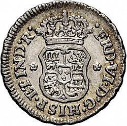 Large Obverse for 1/2 Real 1751 coin