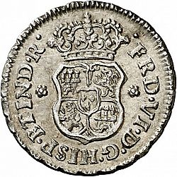 Large Obverse for 1/2 Real 1752 coin