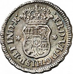 Large Obverse for 1/2 Real 1754 coin