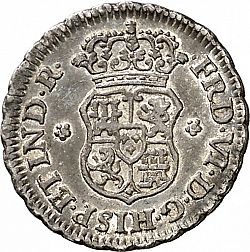 Large Obverse for 1/2 Real 1755 coin