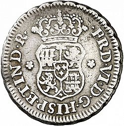 Large Obverse for 1/2 Real 1755 coin