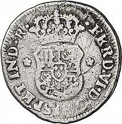 Large Obverse for 1/2 Real 1757 coin