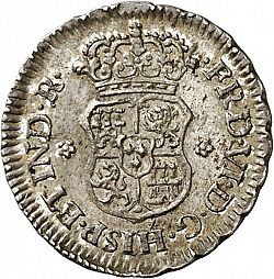 Large Obverse for 1/2 Real 1758 coin