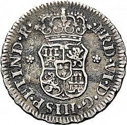 Large Obverse for 1/2 Real 1759 coin