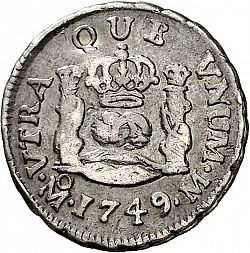 Large Reverse for 1/2 Real 1749 coin