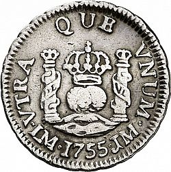 Large Reverse for 1/2 Real 1755 coin