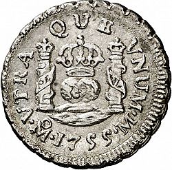 Large Reverse for 1/2 Real 1755 coin