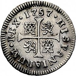 Large Reverse for 1/2 Real 1757 coin