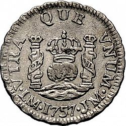 Large Reverse for 1/2 Real 1757 coin
