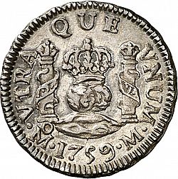 Large Reverse for 1/2 Real 1759 coin