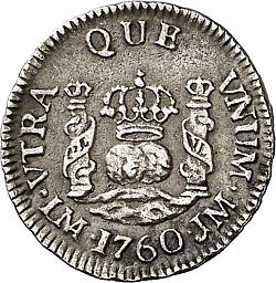 Large Reverse for 1/2 Real 1760 coin