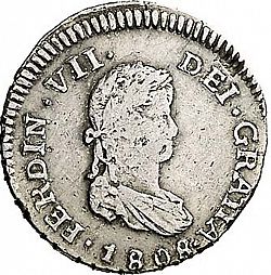 Large Obverse for 1/2 Real 1808 coin