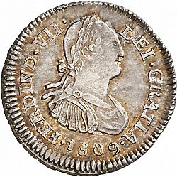 Large Obverse for 1/2 Real 1809 coin