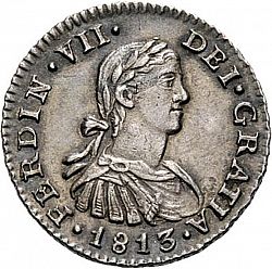 Large Obverse for 1/2 Real 1813 coin