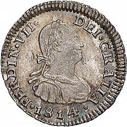 Large Obverse for 1/2 Real 1814 coin