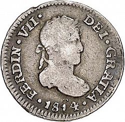 Large Obverse for 1/2 Real 1814 coin