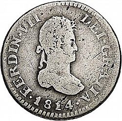 Large Obverse for 1/2 Real 1814 coin