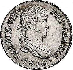 Large Obverse for 1/2 Real 1816 coin