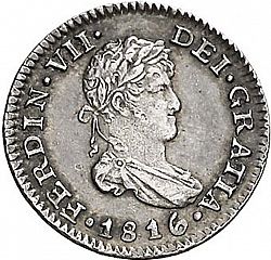 Large Obverse for 1/2 Real 1816 coin