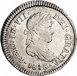 Large Obverse for 1/2 Real 1816 coin