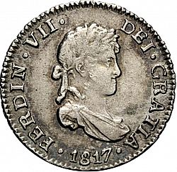 Large Obverse for 1/2 Real 1817 coin